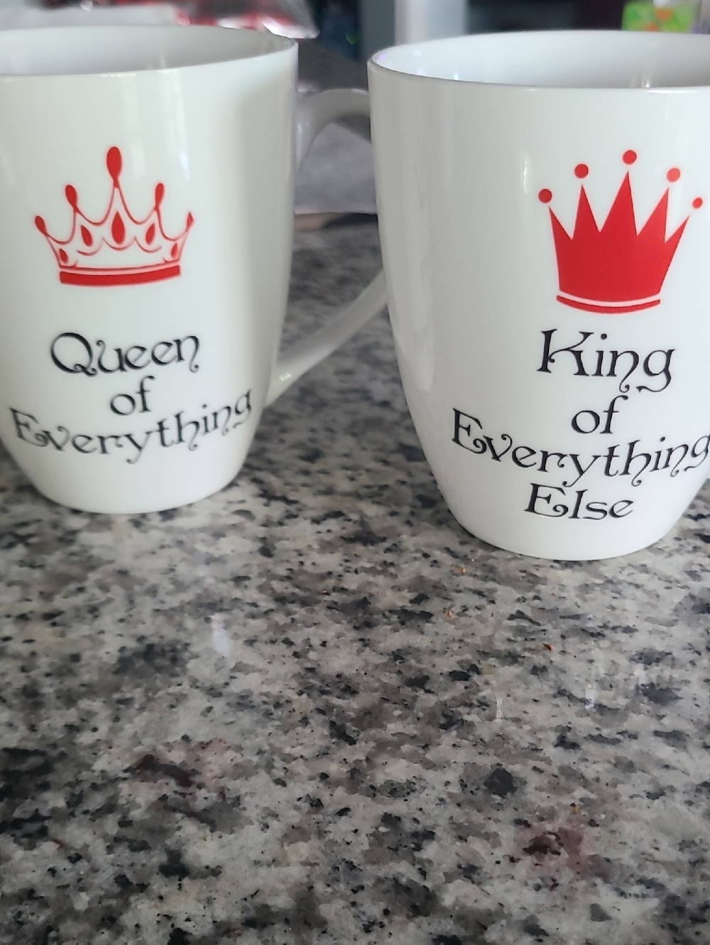 Pfaltzgraff White Mug Set with Red Crown Graphics